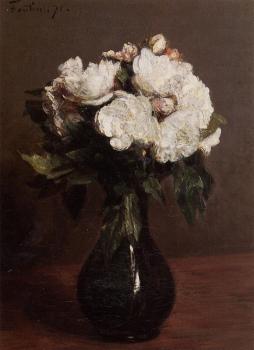 Henri Fantin-Latour : White Roses in a Green Vase